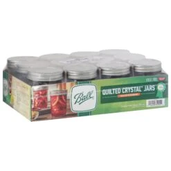 Ball Regular Mouth Half Pint Quilted Crystal Jars - 12 Jars