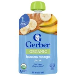 Gerber 2nd Foods Organic Pouch Banana Mangoes - 3.5 OZ 12 Pack