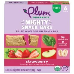 Plum Organics Mighty 4 Tots Strawberry & Spinach Essential Nutrition Bars - 4.02 OZ 8 Pack