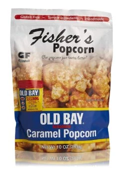 Fisher's Popcorn Of Delaware Large Pouch OLD BAY Seasoned Caramel Popcorn - 10 OZ 12 Pack