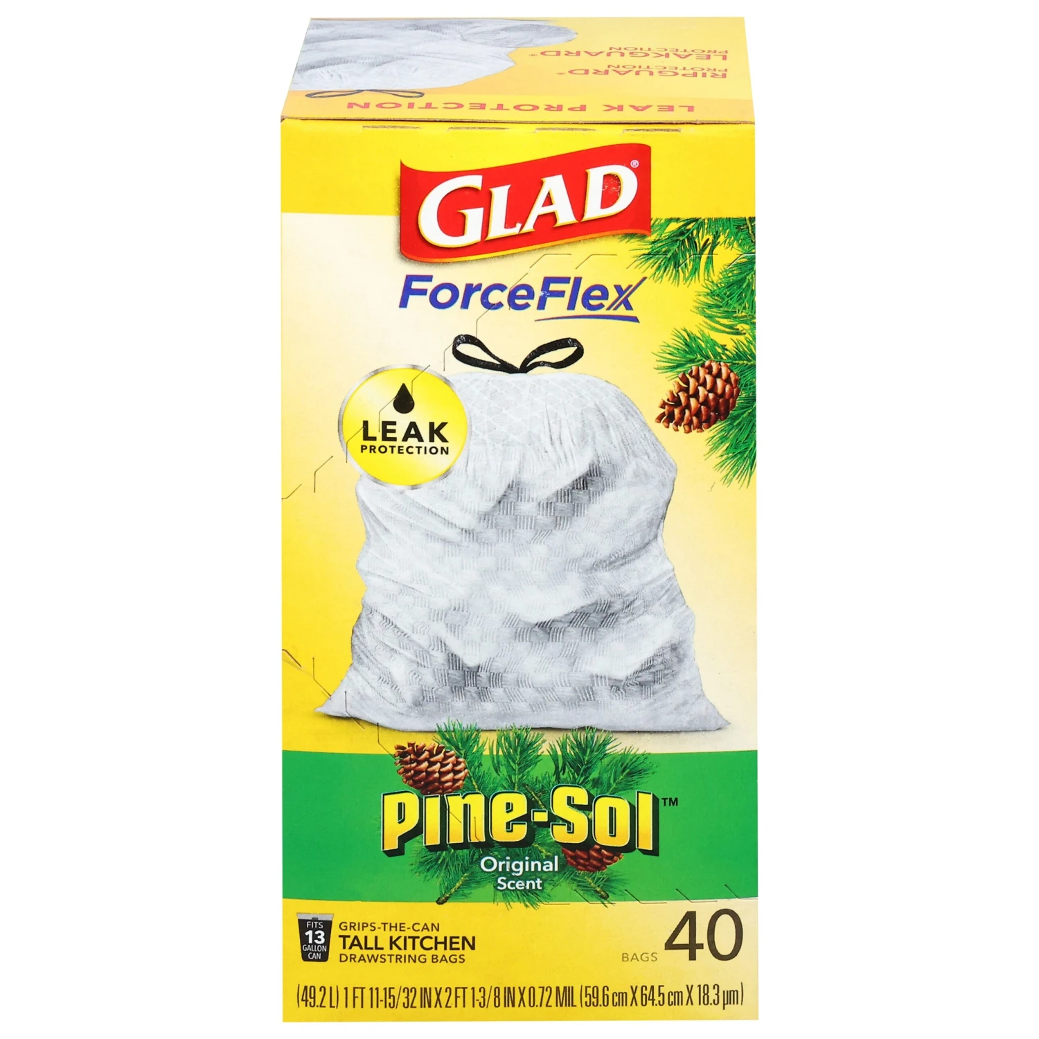 Glad Force Flex Drawstring Tall Kitchen Bags- 40.0 CT 6 Pack 3 Glad Force Flex Drawstring Tall Kitchen Bags- 40.0 CT 6 Pack