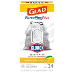 Glad Tall Kitchen Garbage Bags Lemon Fresh Scent - 34 OZ 6 Pack