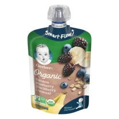 Gerber 2nd Foods Organic Pouch Banana Blueberry & Blackberry Oatmeal - 3.5 OZ 12 Pack