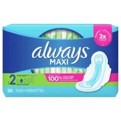 Always Maxi Long Super Pads With Wings Size 2 - 32 CT 6 Pack