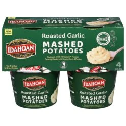 Idahoan Microwavable Roasted Garlic Mashed Potatoes 4 - 1.5 Oz Cups - 6 Pack