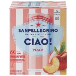 Sanpellegrino Peach Sparkling Water 6 - 11.15 Fl Oz Cans - 4 Pack