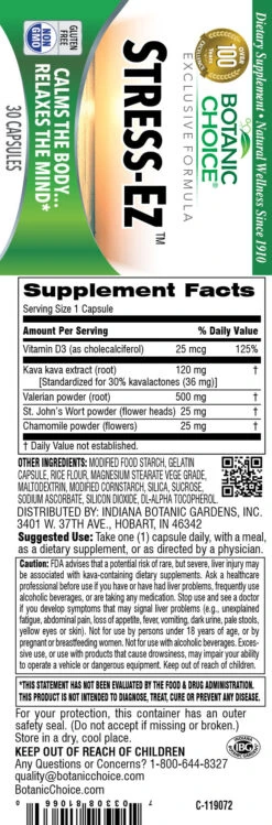 Botanic Choice Stress-Ez - 30 QT 12 Pack