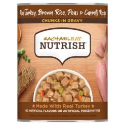 Rachael Ray Nutrish Chunks In Gravy Wet Dog Food, Real Turkey, Brown Rice, Peas & Carrots Recipe, 13 Oz. Can - 13 OZ 12 Pack