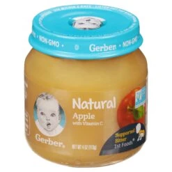 Gerber Natural Supported Sitter 1st Foods Apple With Vitamin C 4 Oz - 10 Pack