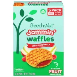 Beech-Nut Toddlers (12 Months+) Jammin' Pear Raspberry Waffles 5 - 16 G Packs - 10 Pack
