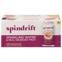 Spindrift Unsweetened Island Punch Sparkling Water 8 - 12 Fl Oz Cans - 3 Pack