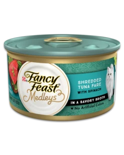 Fancy Feast Medleys Shredded Tuna Fare With Spinach - 3 OZ 24 Pack
